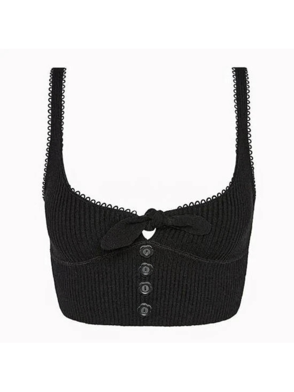 For Love And Lemons 🍋 Black Ribbed Crop Top - Small